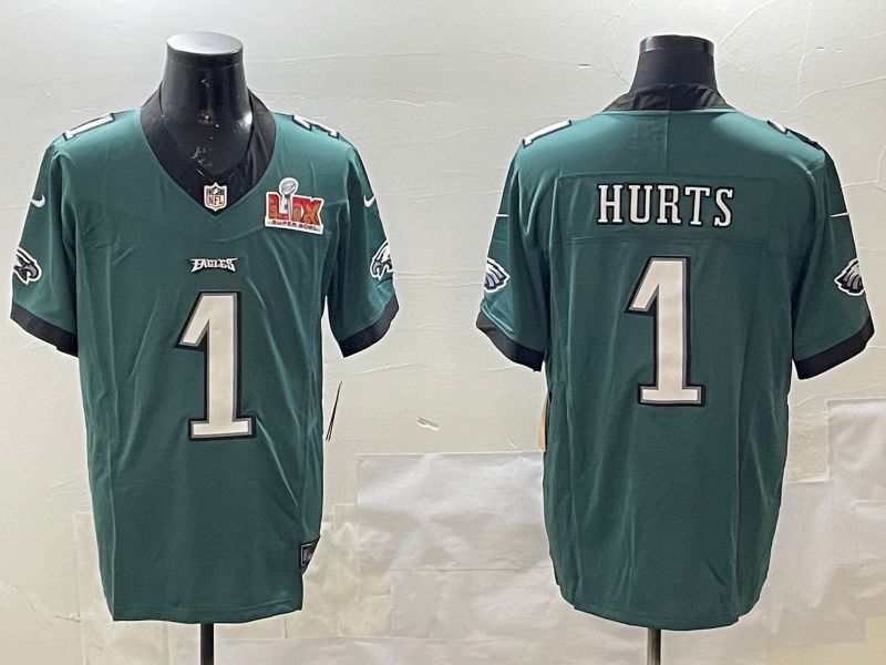 Men Philadelphia Eagles #1 Hurts Green Three generations 2025 Nike Vapor Limited NFL Jersey style 2093